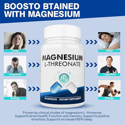 Magnesium L-Threonate Supplement, 59 Capsules, Liposomal Magnesium for Brain, Energy, and Heart Health, Supports Relaxation & Overall Daily Wellness Naturally