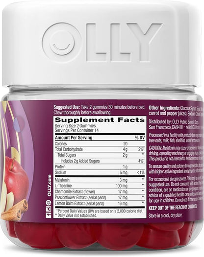 OLLY Sleep Gummy, Limited Edition, Melatonin, L-Theanine, Botanicals, Spiced Apple Cider - 28ct