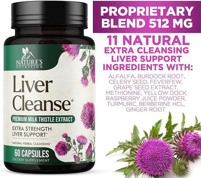 Liver Cleanse Detox & Repair Supplement – 21 Herb Formula with Milk Thistle, Dandelion, Artichoke, Chicory Root & Beet – Natural Liver Support for Detox & Wellness – Non-GMO, Vegan – 60 Capsules