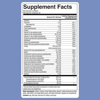 Biostime Advanced Prenatal Vitamins for Women | 20 Nutrients, Multivitamin, Folic Acid, Iron, Prebiotic and Omega 3 EPA & DHA Fatty Acids | Pregnancy Vitamins & Support Supplement | 90 Softgel Pills