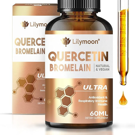 Quercetin, Quercetin with Bromelain Drops for Support Antioxidant Process, Promote Immune System & Respiratory Health, Natural Ingredients, Vegan, Non-GMO & Additives Free