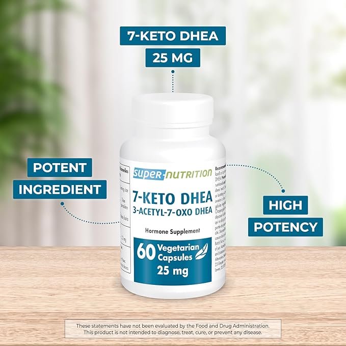 Supersmart 7-Keto DHEA 25mg - Advanced DHEA Metabolite Supplement | Non-GMO & Gluten Free - 60 Vegetarian Capsules