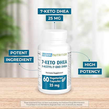 Supersmart 7-Keto DHEA 25mg - Advanced DHEA Metabolite Supplement | Non-GMO & Gluten Free - 60 Vegetarian Capsules