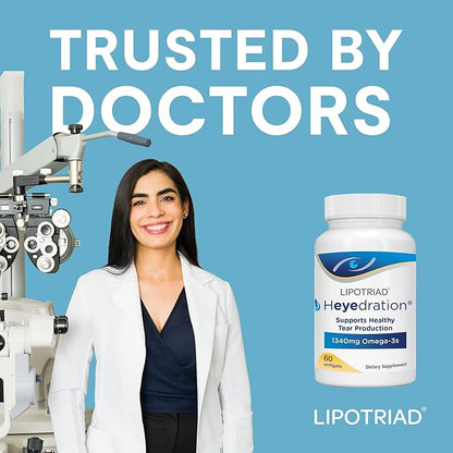 Heyedration Eye Vitamin - 1340mg Omega 3 Supplement - 60 Softgels 30-Day Supply