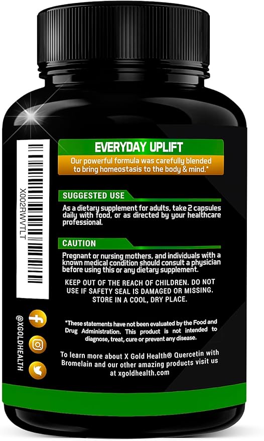 Quercetin + Bromelain 1,300mg – Quercetin: 95% - Highly Purified and Highly Bioavailable Plus Bromelain 2,400 GDU/g - Made in USA | 120 Caps