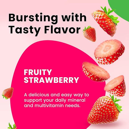 Iron Gummies with Multivitamin, Iron Supplement for Women & Men with Zinc, Vitamin B Complex & C, B12, Folate - Blood Builder & Energy Support for Adults & Kids - Strawberry Flavor, Vegan 60 Gummies
