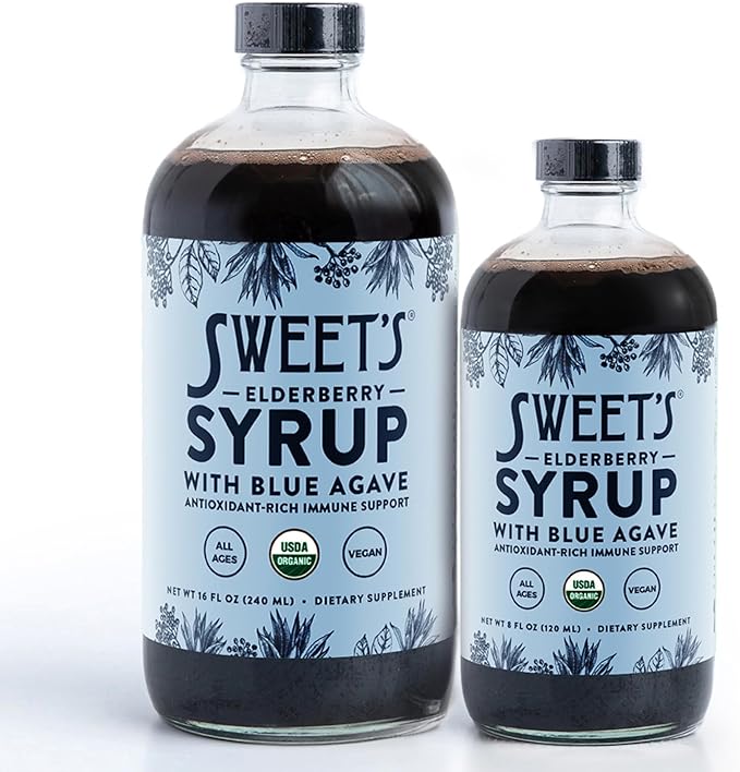 Elderberry Syrup with Blue Agave | Immune Support | USDA Organic Certified | Non-GMO | Vegan | Gluten-Free (8 oz)