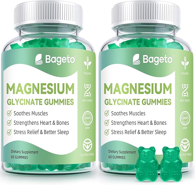 Magnesium Glycinate Gummies 400mg,Sugar Free Magnesium Gummies for Adults & Kids,High Absorption Magnesium Supplement for Muscle Relief (60 Count(Pack of 2), Mixed Fruit)