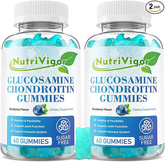 Glucosamine Chondroitin Gummies, Extra Strength Joint Support Supplement with MSM & Elderberry, Joint Support Supplement for Adults, Men & Women, Blueberry Flavor, 120 Count