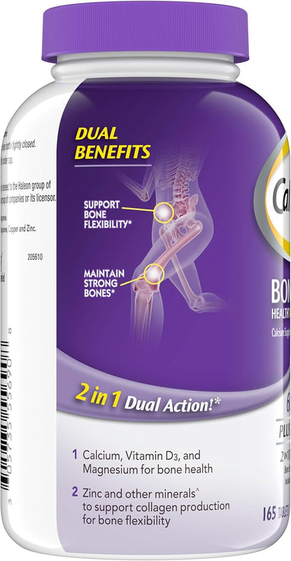 Caltrate 600 Plus D3 Plus Minerals Calcium and Vitamin D Supplement Tablets, Bone Health and Mineral Supplement for Adults - 165 Count