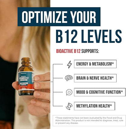 Organic Vitamin B12 - 5000 mcg, 3 BioActive B12 Forms: Methyl B12, Adenosyl B12 & Hydroxy B12 - Plus L-Methylfolate Cofactor | Sublingual Form, Cherry Flavor, Vegan, Non-GMO (120 Servings - 2 Pack)