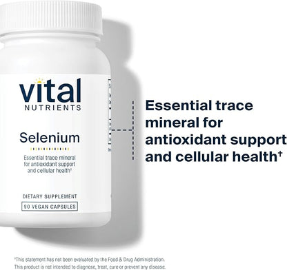 Vital Nutrients - Selenium - Powerful Antioxidant Support - 90 Vegetarian Capsules per Bottle - 200 mcg