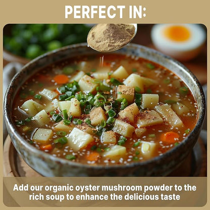 UNLEASH'D ORGANIC Organic Oyster Mushroom Powder 16 oz 100%Pure Natural Green Food Supports Immune Function and Overall Health