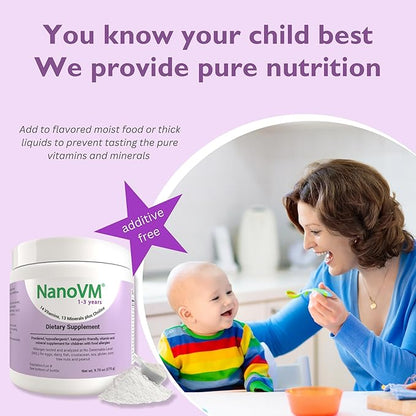 1-3 Years, Allergen-Free Multivitamin for Kids, Unflavored Dietary Supplement, Powdered Supplement with 14 Vitamins & 13 Minerals, Low-Carbohydrate Toddler Vitamins, 275g - Solace Nutrition