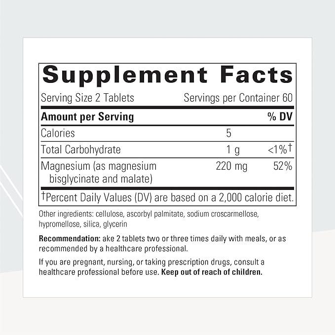 Integrative Therapeutics Magnesium Glycinate Plus - Brain Function Supplement for Women & Men* - Supports Cardiovascular & Nerve Function* - Vegan - 120 Tablets