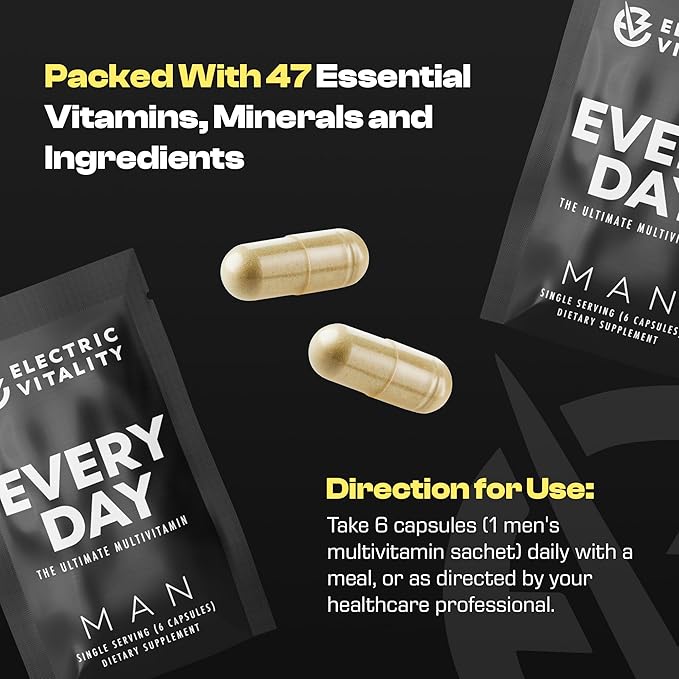 Multivitamins for Men - All in One Pack for Energy and Focus, Mens Vitamins for Mental Performance and Health, Packed with Tongkat Ali, Shilijit, Vitamin C, B3, B1, A, B12, 30 Pk