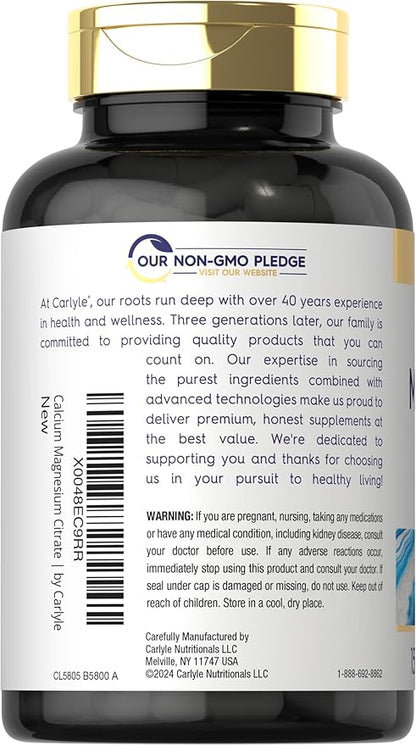 Carlyle Calcium Magnesium Citrate with Vitamin D3 | 150 Capsules | Non-GMO & Gluten Free Supplement