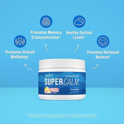 Supercalm Drink Mix - Ashwagandha KSM 66, Magnesium Glycinate, L-Theanine, Vitamin D3 - Ashwagandha Root Extract, Magnesium & L-Theanine Supplement - Focus & Support (30 Servings)