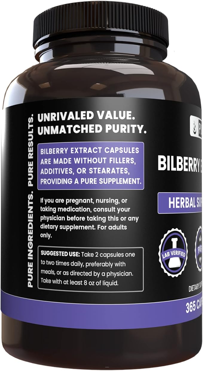 Pure Original Ingredients Bilberry Extract (365 Capsules) No Magnesium Or Rice Fillers, Always Pure, Lab Verified
