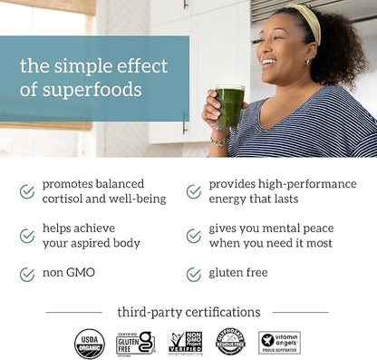 Organifi Green Juice - Organic Superfood Powder - 180-Day Supply - Organic Vegan Greens - Helps Decrease Cortisol - Provides Better Response to Stress - Supports Weight Control - Total Body Wellness
