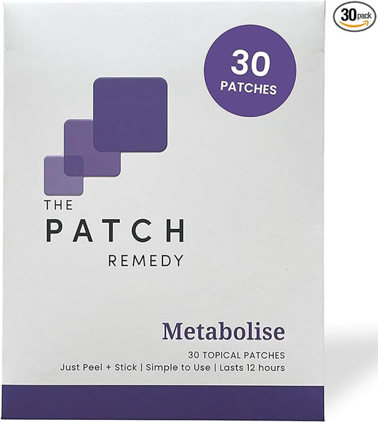 Metabolise Patches | 30 Topical Patches | Waterproof | Ingredients Including 5HTP, Guarana Extract, L- carnitine and Lecithin | Lasts 12-24 Hours