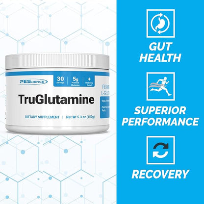 PEScience TruGlutamine, Fermented L-Glutamine Powder, Unflavored, 30 Servings, Gut Health Support