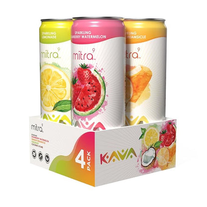 MITRA9 Botanical Beverages - Kava Drink Flavor Variety Pack With Kava Root Extract - Mood Enhancer - Plant Based - Promotes Natural Calm & Clarity (12 Fl. Oz) (4)