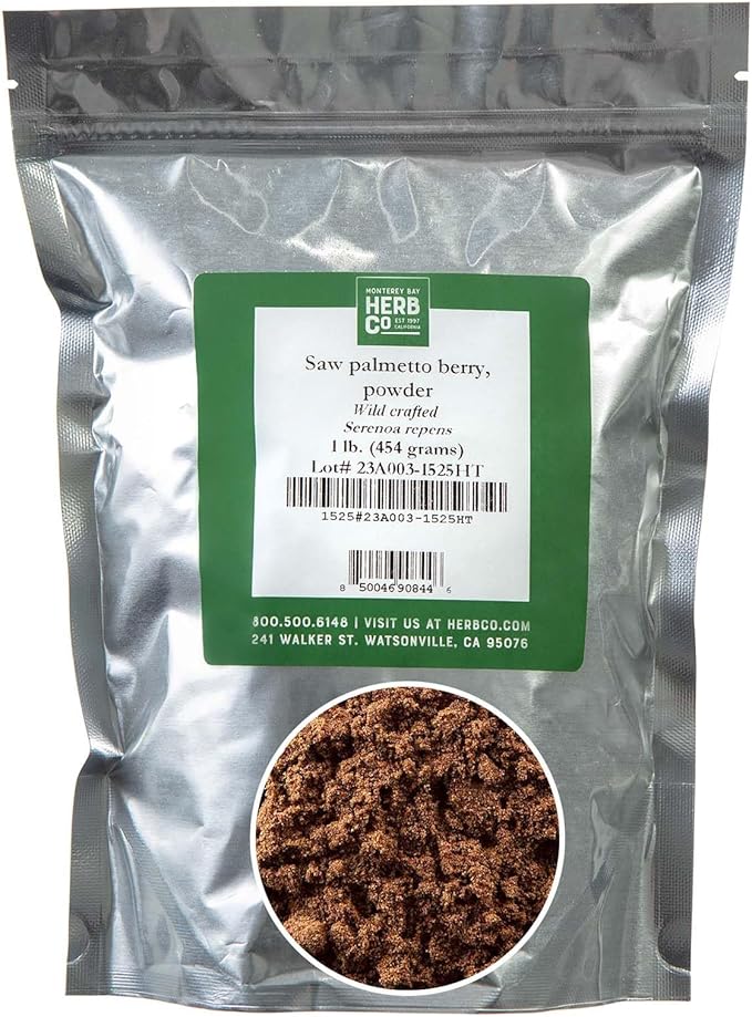 Monterey Bay Herb Co. Saw Palmetto Berry Powder | Can Add to Foods and Smoothies or Used as Dietary Supplement | Rich in Fatty Acids | 1 lb. Bag