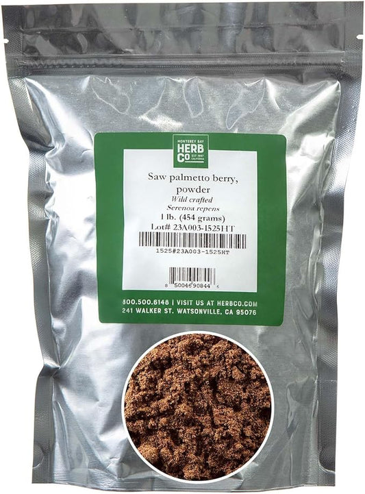 Monterey Bay Herb Co. Saw Palmetto Berry Powder | Can Add to Foods and Smoothies or Used as Dietary Supplement | Rich in Fatty Acids | 1 lb. Bag