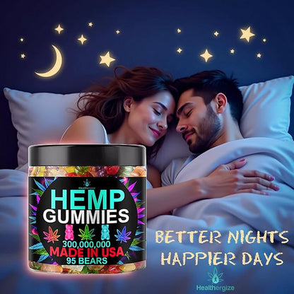 Hemp Gummies Sleep Relaxation Edibles-Natural Fruity Flavors Gummy Bears for Bedtime-Advanced Hemp Oil Infused-Made in USA