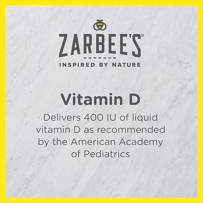 Zarbee's Vitamin D Drops for Infants, 400IU (10mcg) Baby & Toddler Liquid Supplement, Newborn & Up, Dropper Syringe Included, 0.47 Fl Oz
