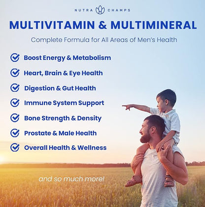 NutraChamps Multivitamin for Men, 240 Count, Vitamins A, B, C, D, E, Biotin, Zinc, Mens Gummy Multivitamins Supplement, Chewable Daily Multi Gummy Vitamins for Men (Pack of 2)