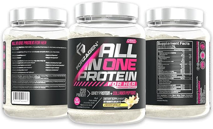 Forzagen All in One Protein for Her | Women’s Protein Powder with Multi Collagen Peptides | Hydrolyzed Collagen Supplement, Gut Health, Great for Pre & Post Workout | Vanilla, 30+ Servings