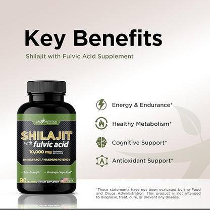 Gade Nutrition Pure Shilajit Capsules | Himalayan Shilajit with Fulvic Acid and Essential Minerals to Combat Fatigue | Veggie Capsules | Made in USA