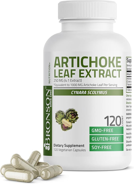 Bronson Artichoke Leaf Extract Extra Strength Supports Healthy Digestion Healthy Liver Function, Non-GMO, 120 Vegetarian Capsules