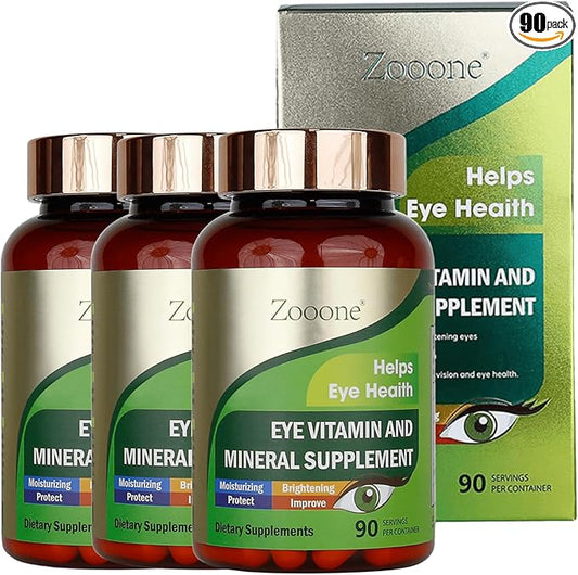 zooone- Lutein Eye Vitamins Supplement for Macular Health and Dry Eye, Contains Lutein, Zinc, Vitamins C/E & Zeaxanthin to Support Eye Health, 90 Tablets (3)