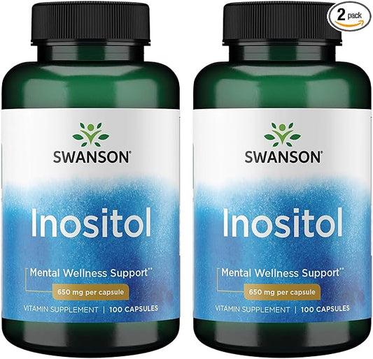 Swanson Inositol 650 Milligrams 100 Capsules (2 Pack)