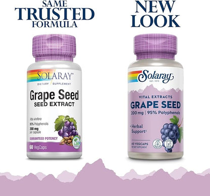 SOLARAY Grape Seed Extract 200 mg Plus Bioflavonoid Complex | Healthy Cardiovascular & Blood Vessel Support | 60 VegCaps