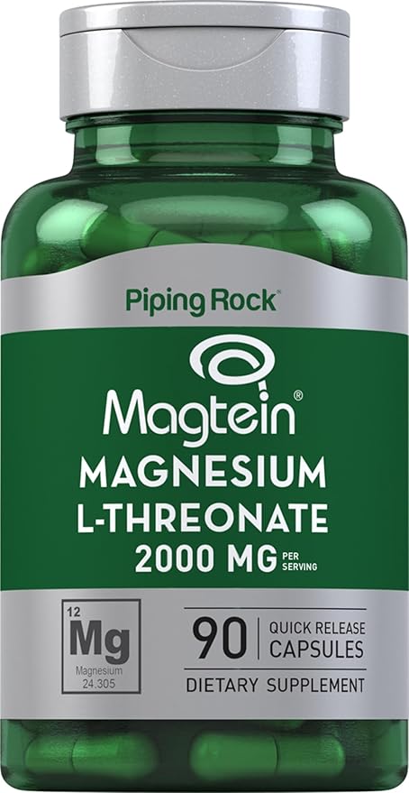 Piping Rock Magnesium L-Threonate | 2000mg | 90 Capsules | with Magtein | Non-GMO, Gluten Free Supplement