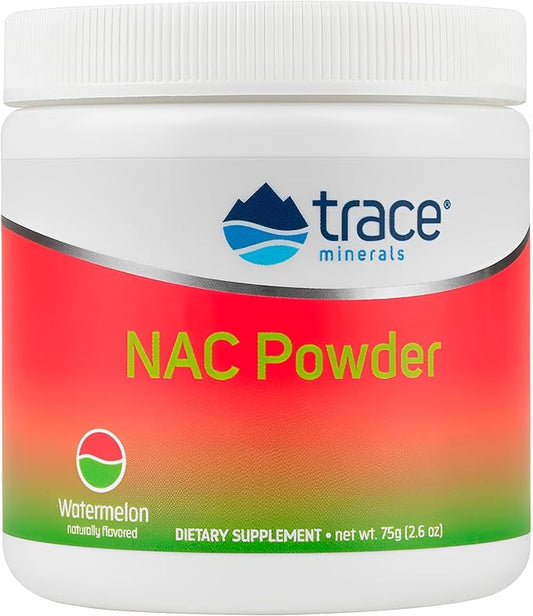 Trace Minerals NAC Powder, 600mg - Immune Health & Respiratory System Support - Antioxidant Supplement with N-Acetyl L-Cysteine to Aid Glutathione Production - Watermelon, 2.6 oz (30 Servings)