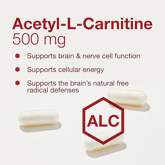 Protocol Acetyl- L-Carnitine 500mg - Energy Supplement, Nerve, and Brain Support - 100 Veg Caps