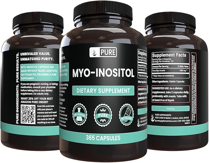 Myo-Inositol (365 Capsules) No Magnesium Or Rice Fillers, Always Pure, Lab Verified