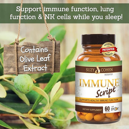 Immune Script with EpiCor for Seasonal Immune, Gut and Respiratory Support - Contains Andrographis, Skullcap, Resveratrol, Olive Leaf Extract, Supports Refreshing Sleep - 60 Capsules