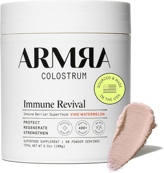 ARMRA Colostrum™ Premium Powder, Grass Fed, Gut Health Bloating Immunity Skin & Hair, Contains 400+ Bioactive Nutrients, Potent Bioavailable, Keto, Gluten & Fat Free (Vine Watermelon | 90 Servings)