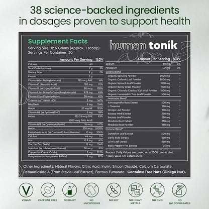 100% Natural Greens Superfood Powder – Daily Supplement with 38 Superfoods, Vitamins and Minerals – Supports Energy, Stress and Immunity – 30 Days 360 Grams Berry Flavor (1 Tub)