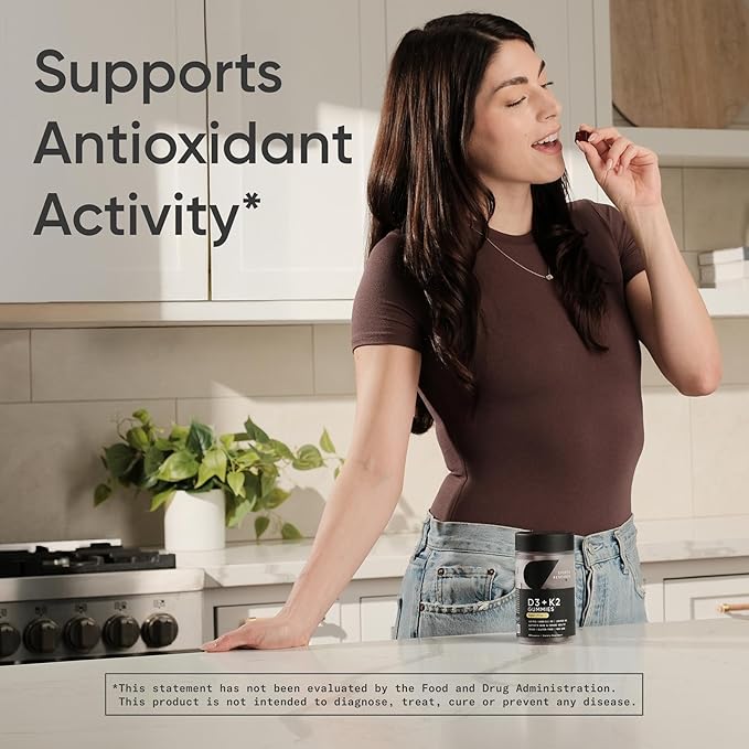 Sports Research® Vegan Vitamin D3 + K2 Gummies - 5000iu Vitamin D w/100mcg Mk7 Vitamin K for Bone & Immune Support - Vegan Certified · Non-GMO · Sugar Free - 60 Count Gummy