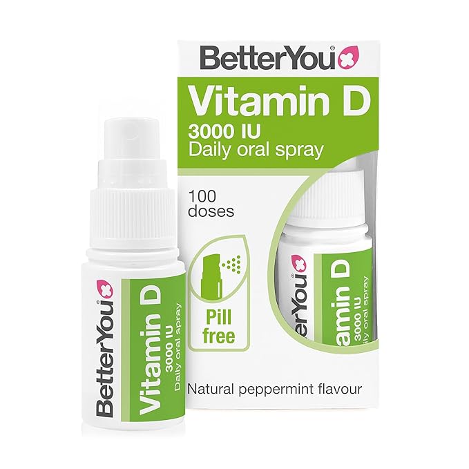 BetterYou D3000 Vitamin D Oral Spray - Convenient Alternative for Tablets - Promotes Strong Bones, Teeth and Immune System - Aids in Calcium Absorption - Natural Peppermint Flavor - 0.5 oz