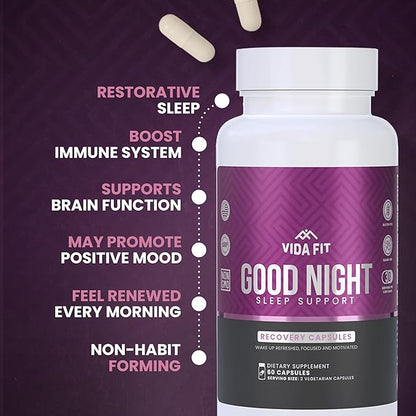 Natural Sleep Aid for Adults, Sleep Supplement, Natural Calm, Melatonin with L-Theanine, Magnesium Glycinate, Ashwagandha, GABA, 5-HTP, Vitamin D & Niacin (30 Day Supply)