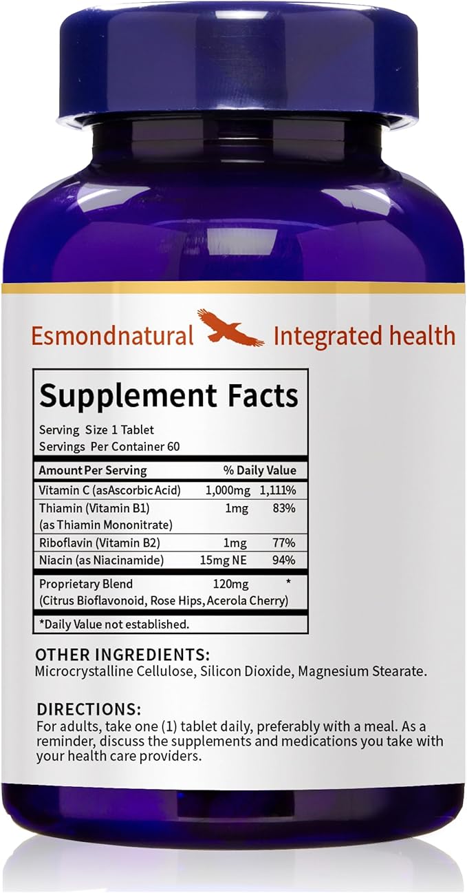 (5 Pack) Esmond Natural: Vitamin C 1000mg with Acerola Cherry (Supports Immune System, Energy Levels, Skin Vitality), GMP, Natural Product Assn Certified, Made in USA - 1000mg, 300 Tablets