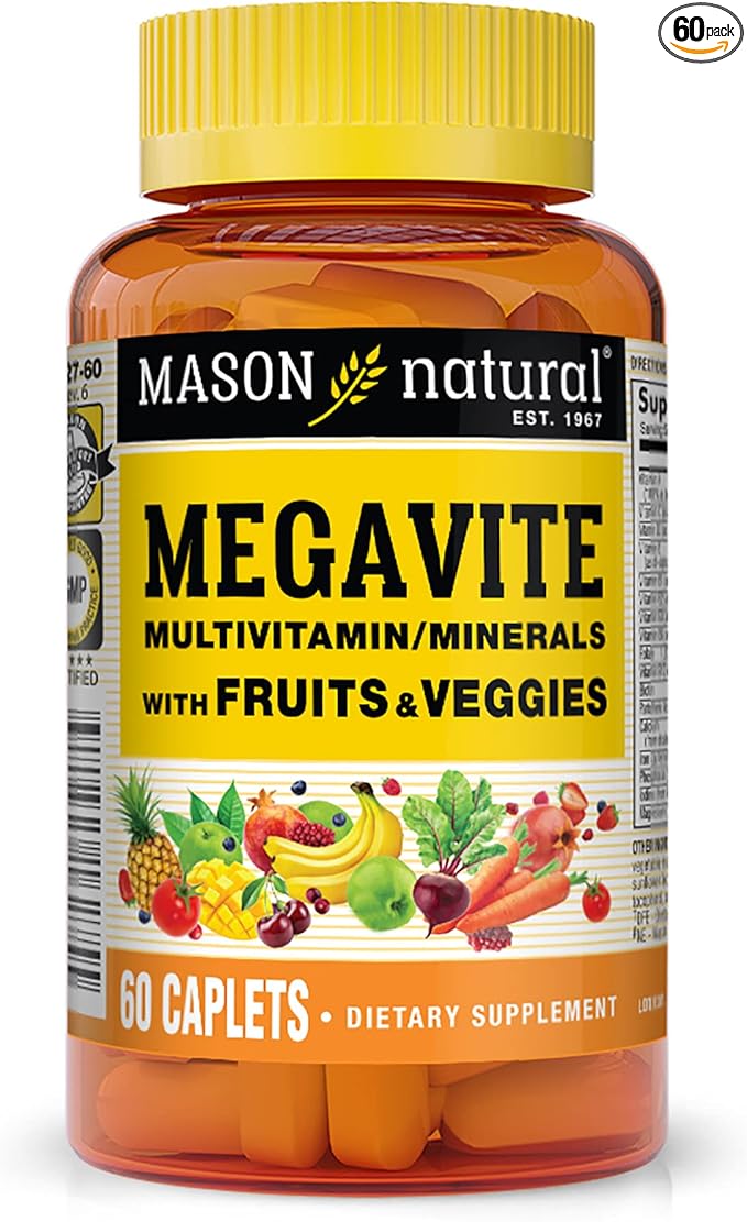 MASON NATURAL Vitamin Megavite Fruits and Veggies Mineral Formula, 60 Count
